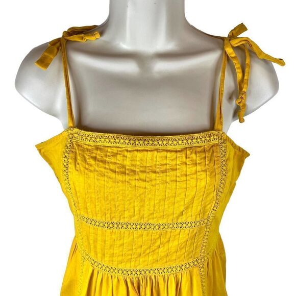 POINT SUR 100% Cotton Tie-shoulder Dress in Yellow Size 2 - Picture 4 of 14